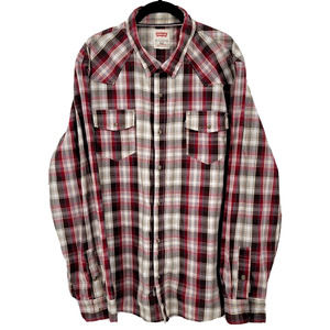Levi's Men's XXL Western Shirt Pearl Snaps White Tab Cowboy Rodeo Plaid Modern